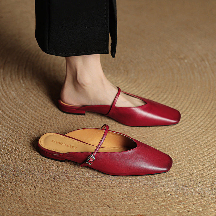 Miral | Square-Toe Mary Jane Flat Mules