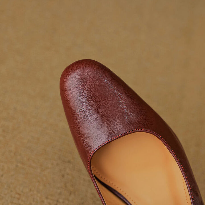 Vian | Round-Toe Mary Jane Heel Mules