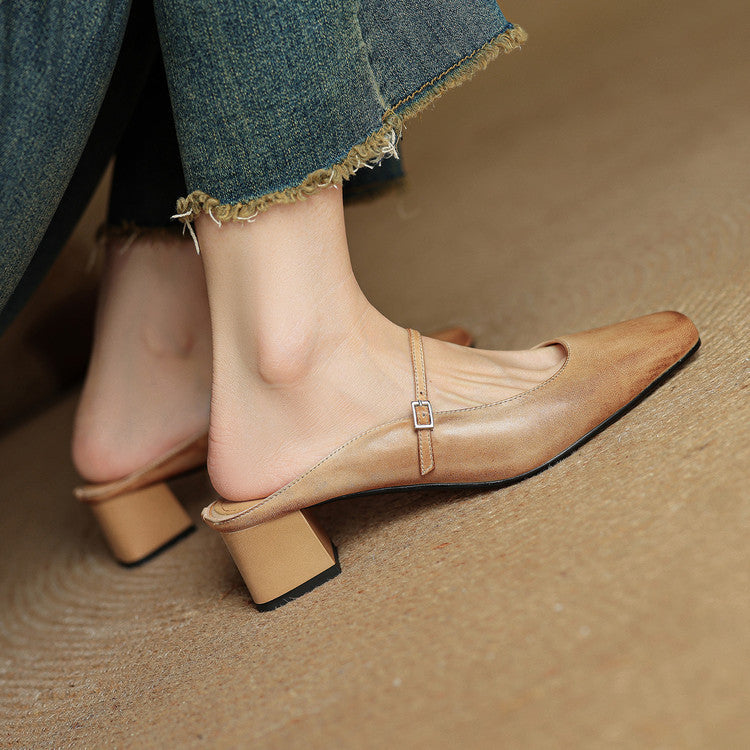 Esmer | Square-Toe Mary Jane Heel Mules