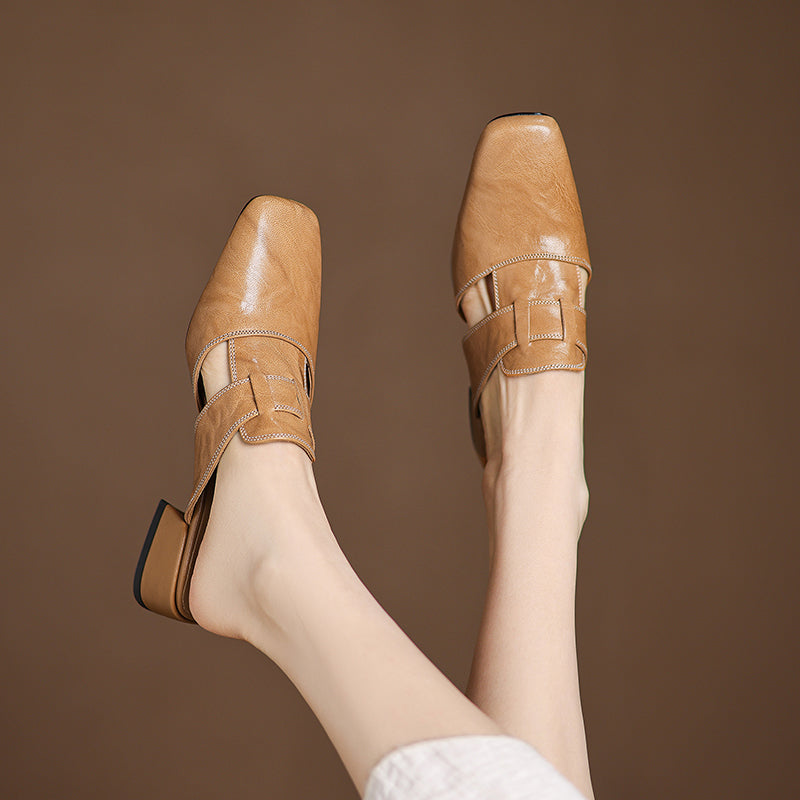 Ivora | Square-Toe Layered Strap Mules