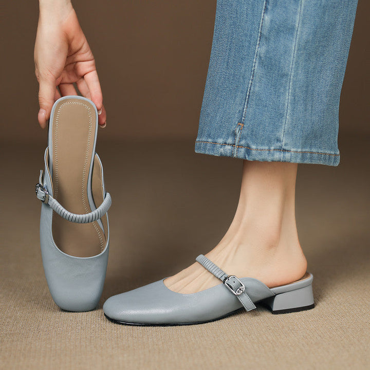 Novie | Square-Toe Mary Jane Heel Mules