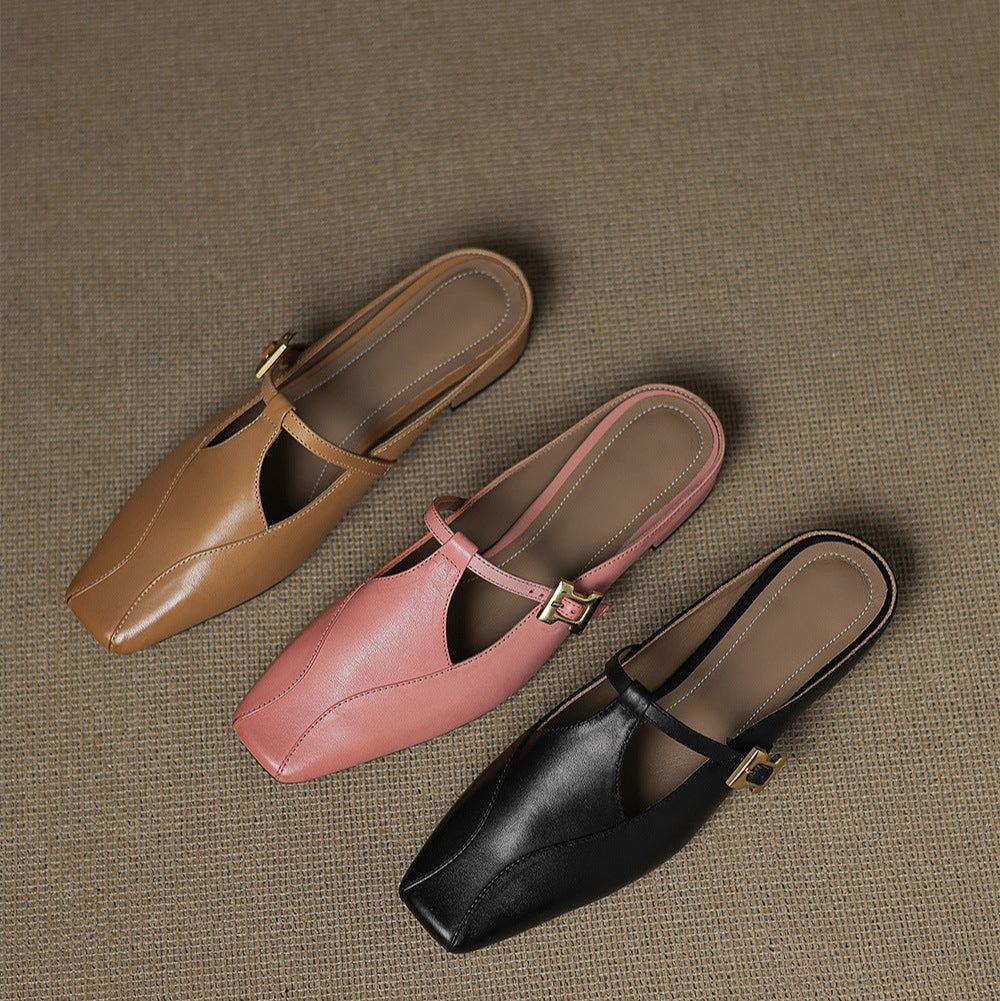 Keva | Square-Toe Mary Jane Heel Mules