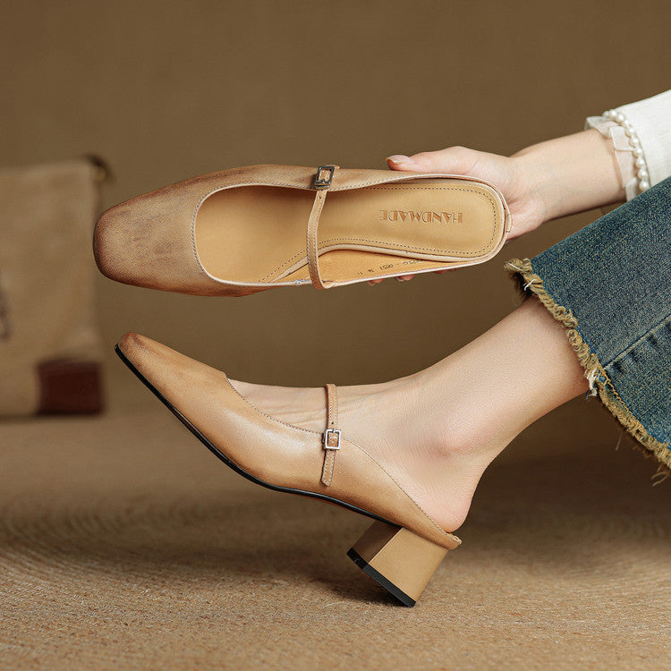 Esmer | Square-Toe Mary Jane Heel Mules