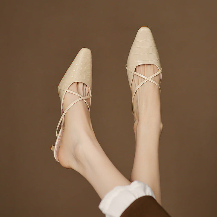 Mire | Pointed-Toe Crisscross Strap Heel Mules