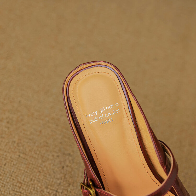 Vian | Round-Toe Mary Jane Heel Mules