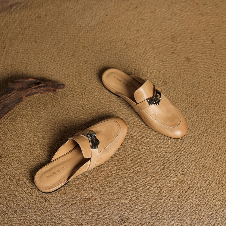 Carla | Rounded-Toe Hardware Accent Mules