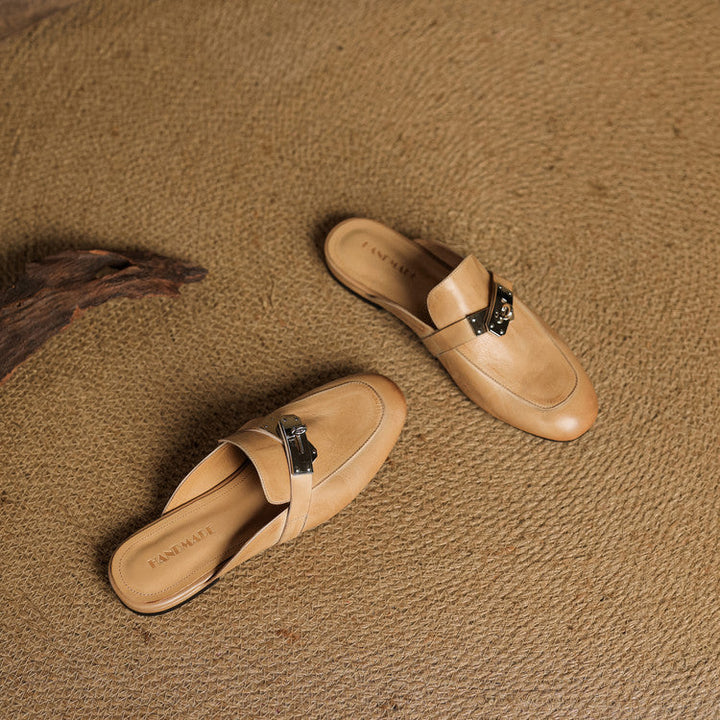 Carla | Rounded-Toe Hardware Accent Mules