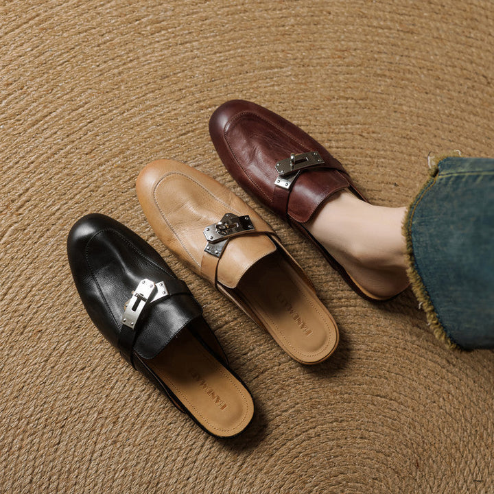 Carla | Rounded-Toe Hardware Accent Mules