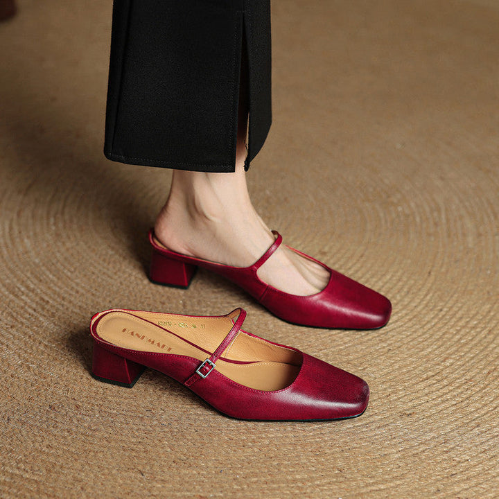 Esmer | Square-Toe Mary Jane Heel Mules