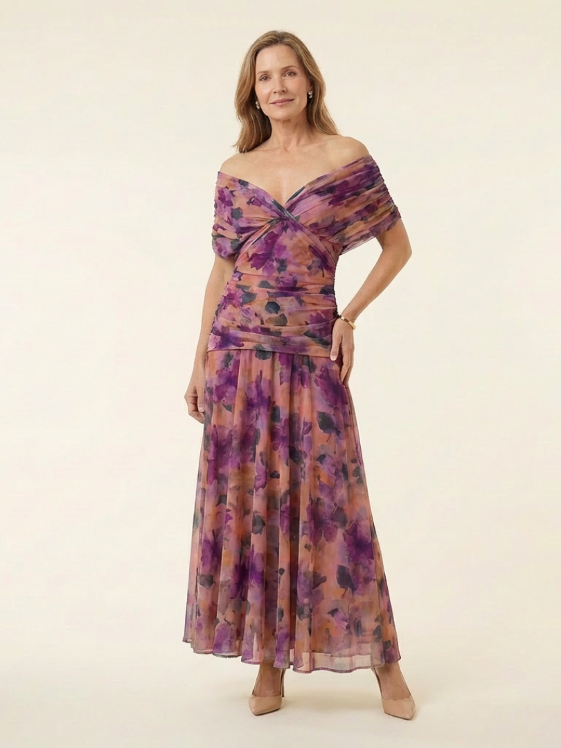 Maristelle | Off Shoulder Twist Front Midi Dress