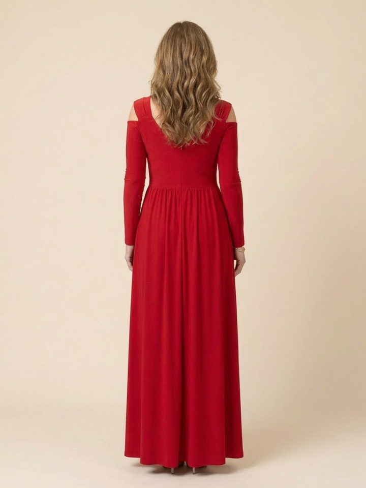 Althea | Long Sleeve V Neck Maxi Dress With Slit