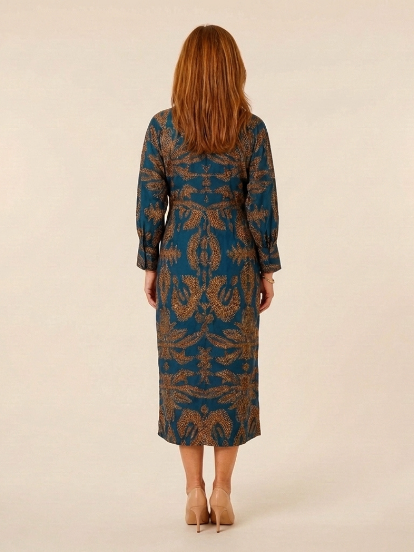 Corinna | Long Sleeve V Neck Twist Front Midi Dress