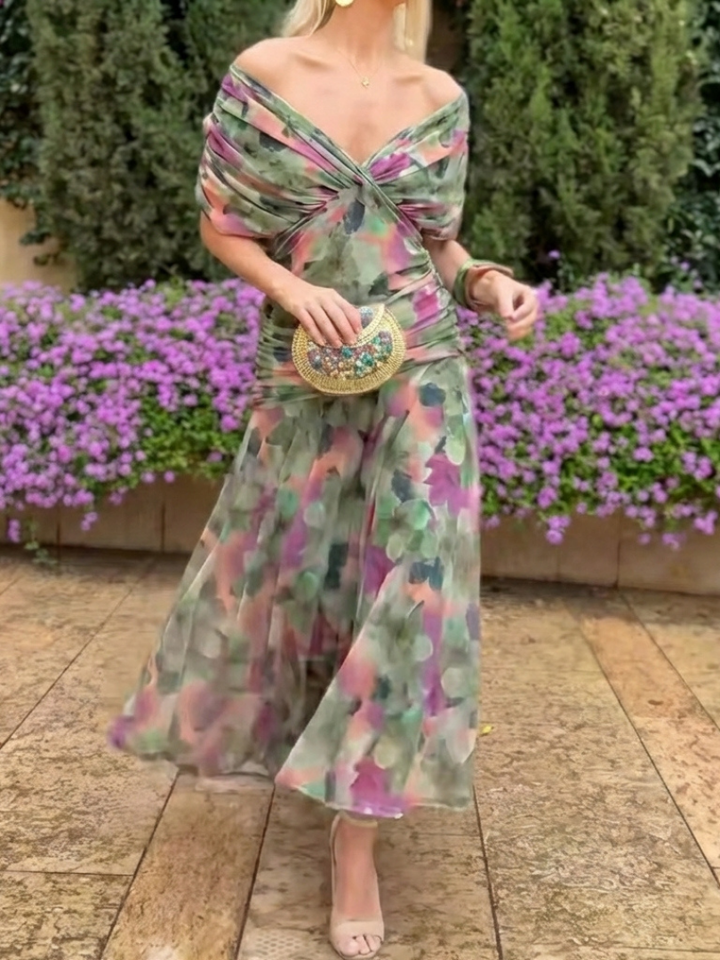 Maristelle | Off Shoulder Twist Front Midi Dress
