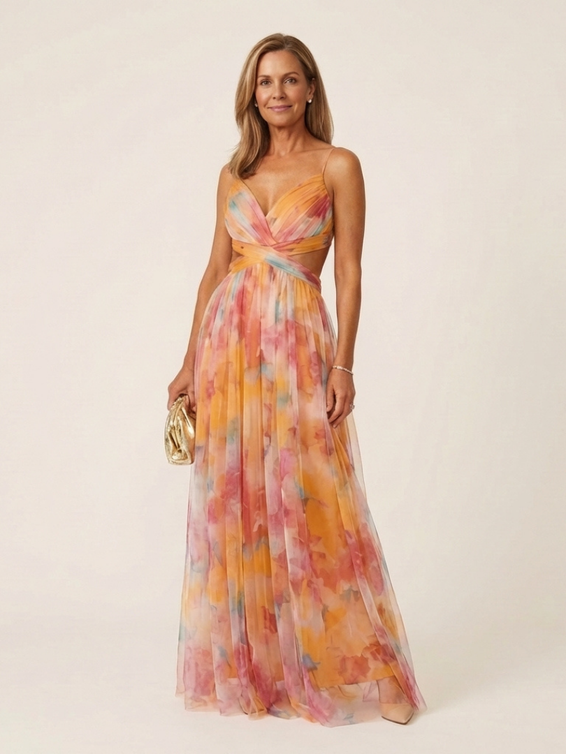 Thalira | Sleeveless V Neck Pleated Maxi Dress