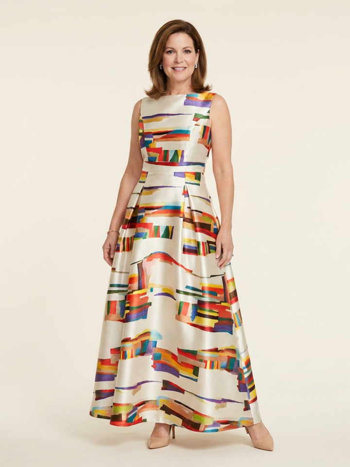 Valeria | Sleeveless Round Neck Pleated Maxi Dress