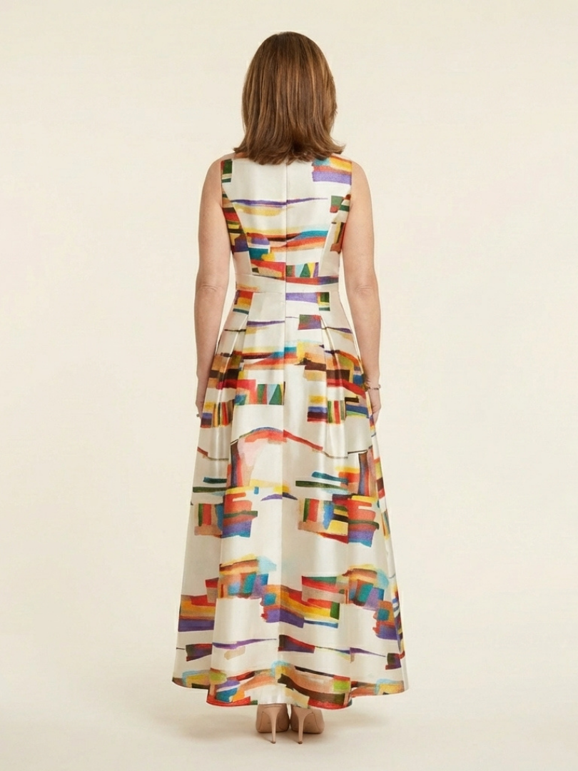 Valeria | Sleeveless Round Neck Pleated Maxi Dress