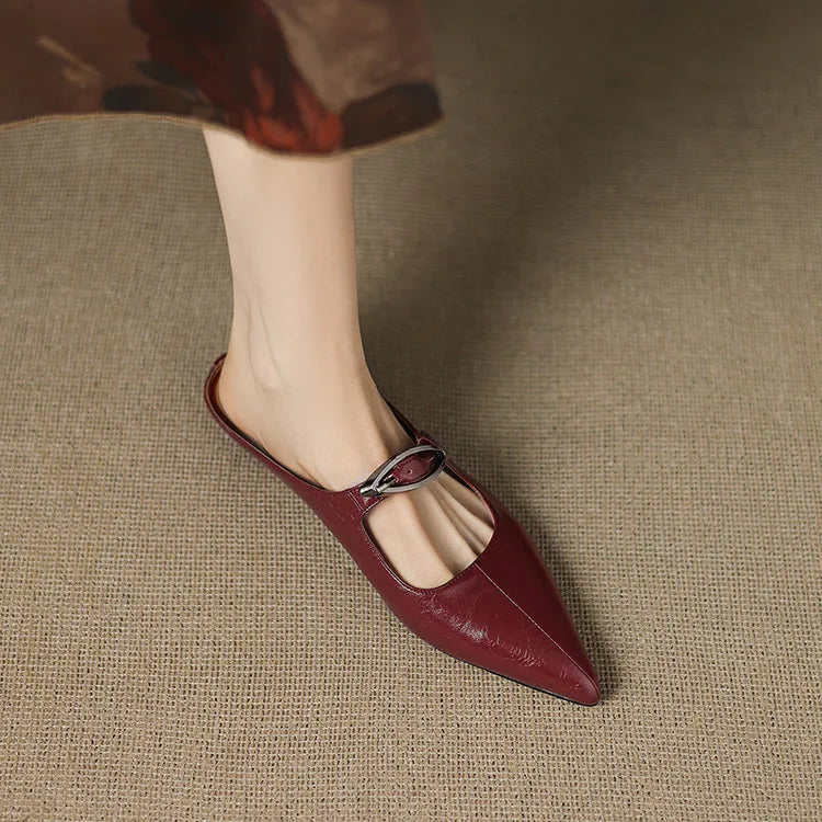 Alour | Pointed-Toe Cutout Flat Mules