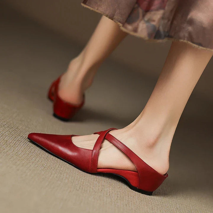 Aluna | Pointed-Toe Crisscross Strap Mules