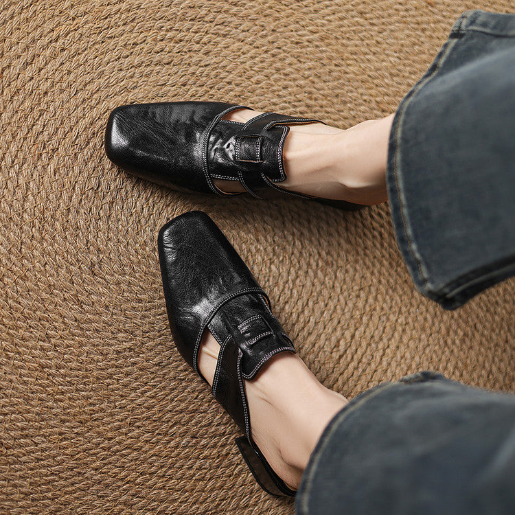 Ivora | Square-Toe Layered Strap Mules