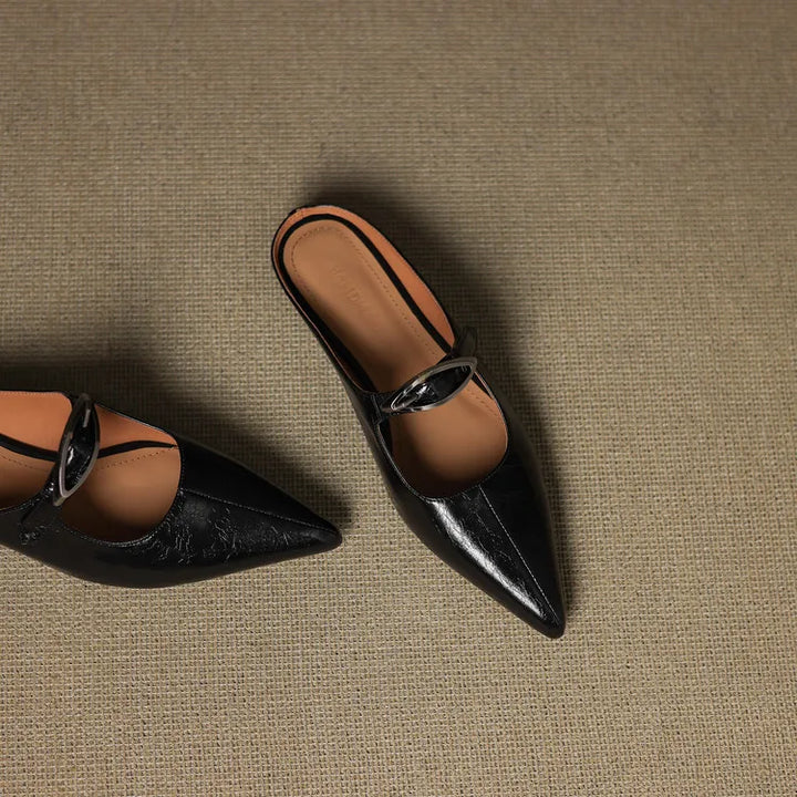 Alour | Pointed-Toe Cutout Flat Mules