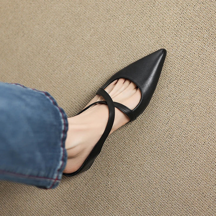 Aluna | Pointed-Toe Crisscross Strap Mules