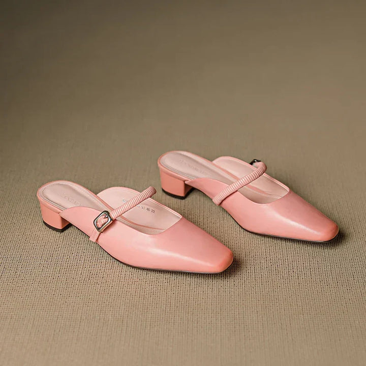 Kera | Square-Toe Mary Jane Heel Mules