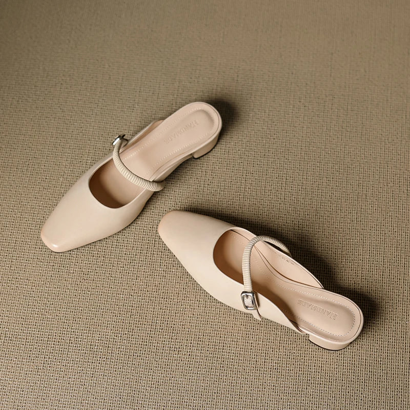 Kera | Square-Toe Mary Jane Heel Mules