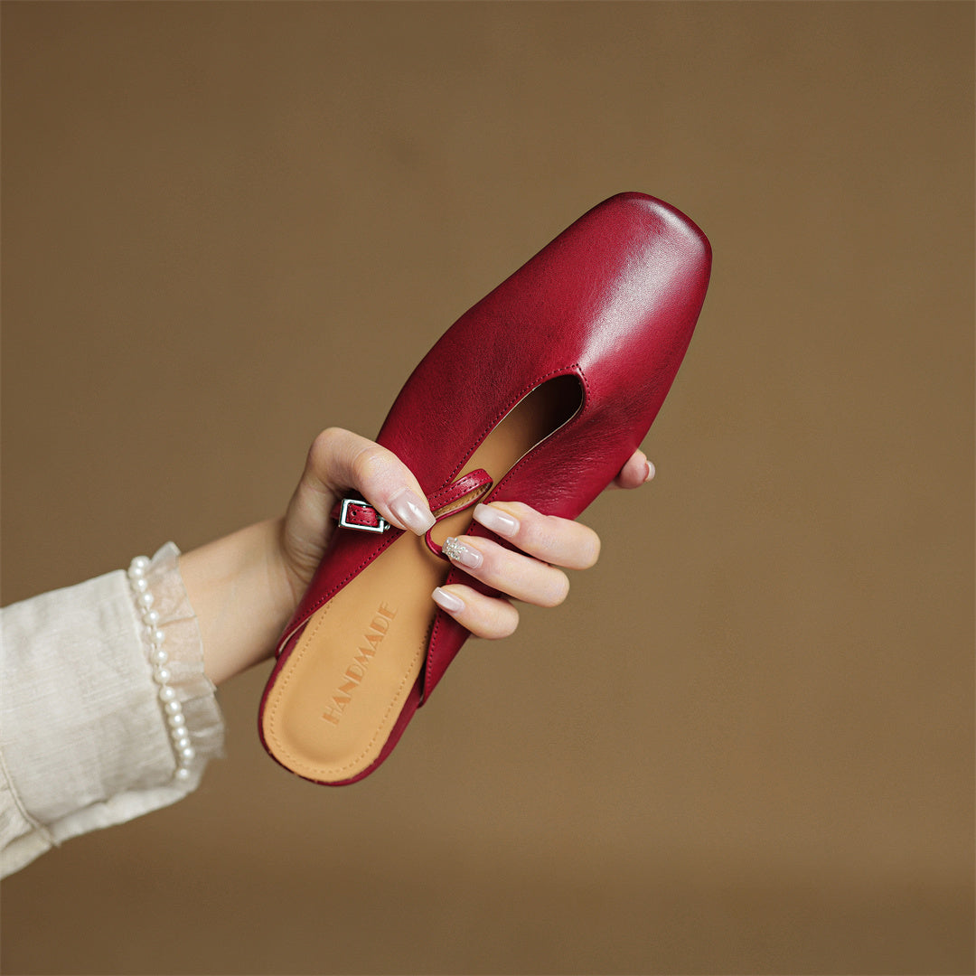 Miral | Square-Toe Mary Jane Flat Mules