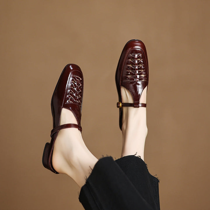 Elya | Square-Toe Mary Jane Loafer Mules
