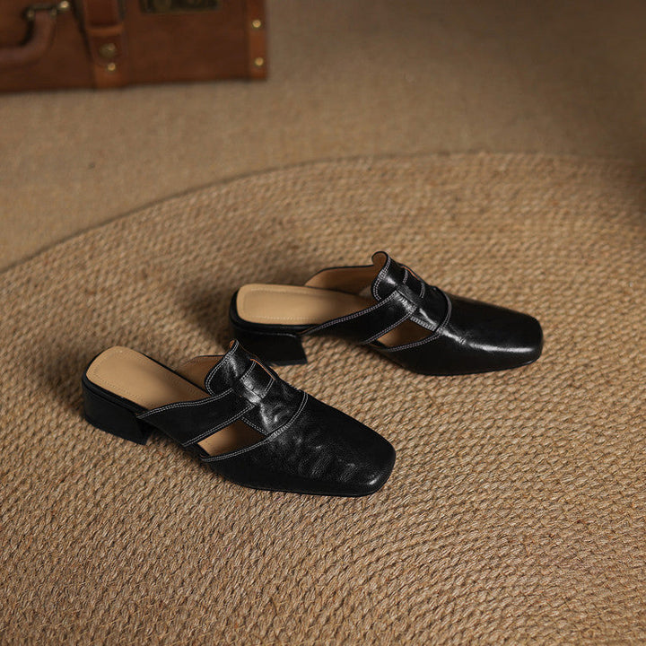 Ivora | Square-Toe Layered Strap Mules