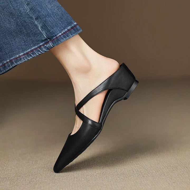 Aluna | Pointed-Toe Crisscross Strap Mules