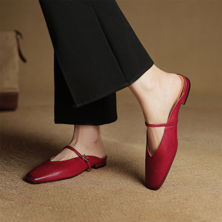 Miral | Square-Toe Mary Jane Flat Mules