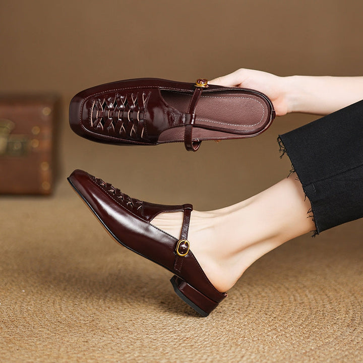 Elya | Square-Toe Mary Jane Loafer Mules