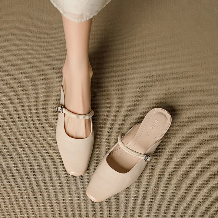 Kera | Square-Toe Mary Jane Heel Mules