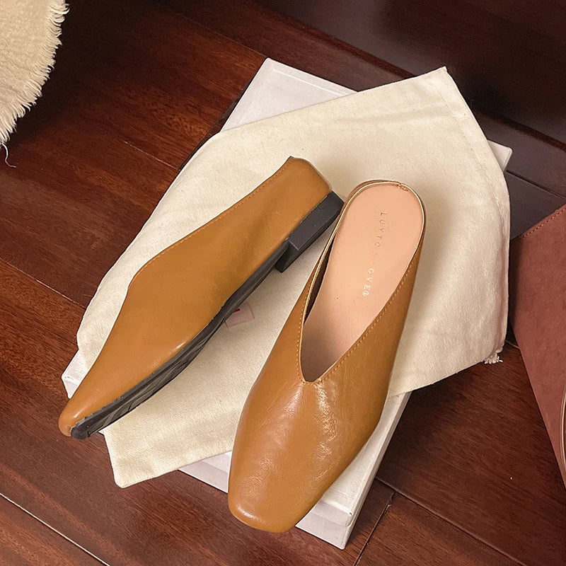 Lyra | Metallic Square-Toe Slip-On Mules