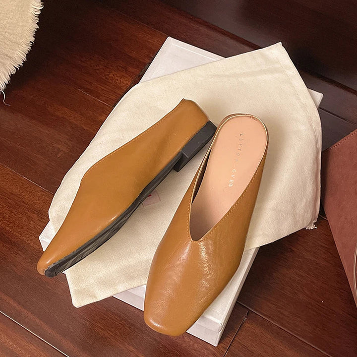 Lyra | Metallic Square-Toe Slip-On Mules
