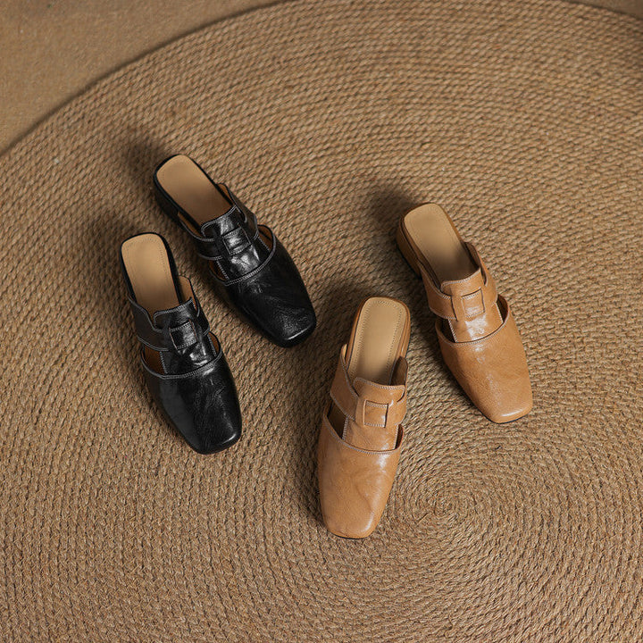 Ivora | Square-Toe Layered Strap Mules