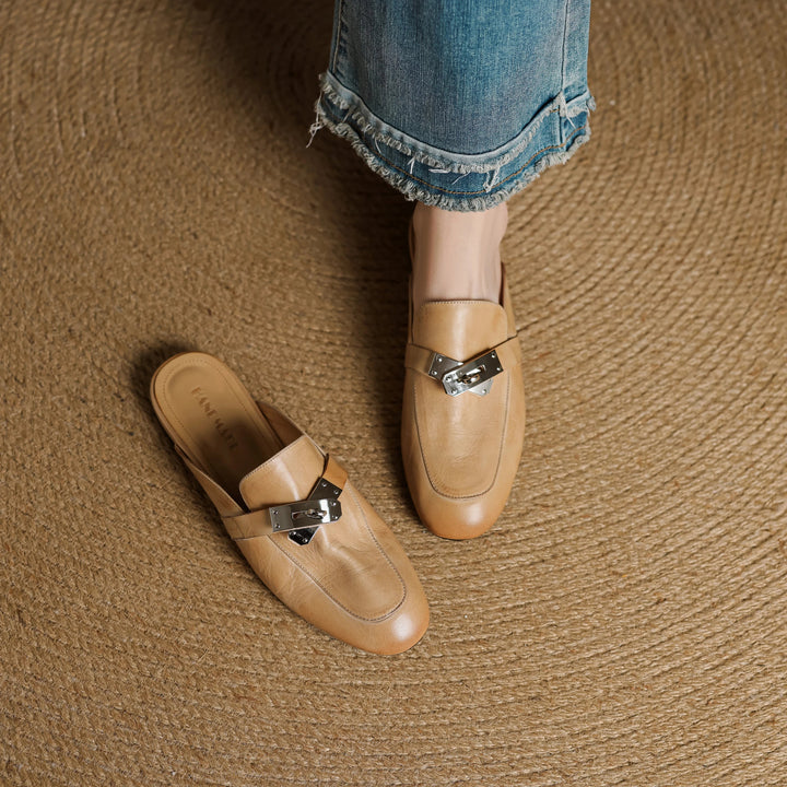 Carla | Rounded-Toe Hardware Accent Mules