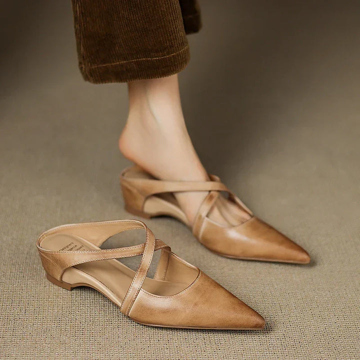 Aluna | Pointed-Toe Crisscross Strap Mules