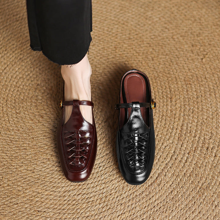 Elya | Square-Toe Mary Jane Loafer Mules