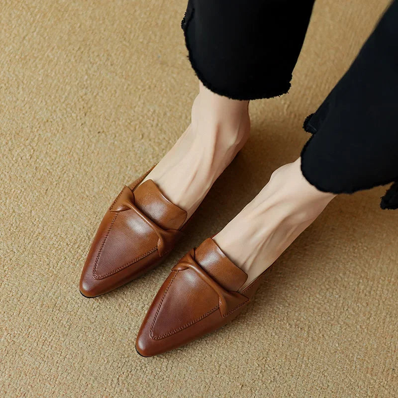 Alaya | Pointed-Toe Bow Accent Heel Mules