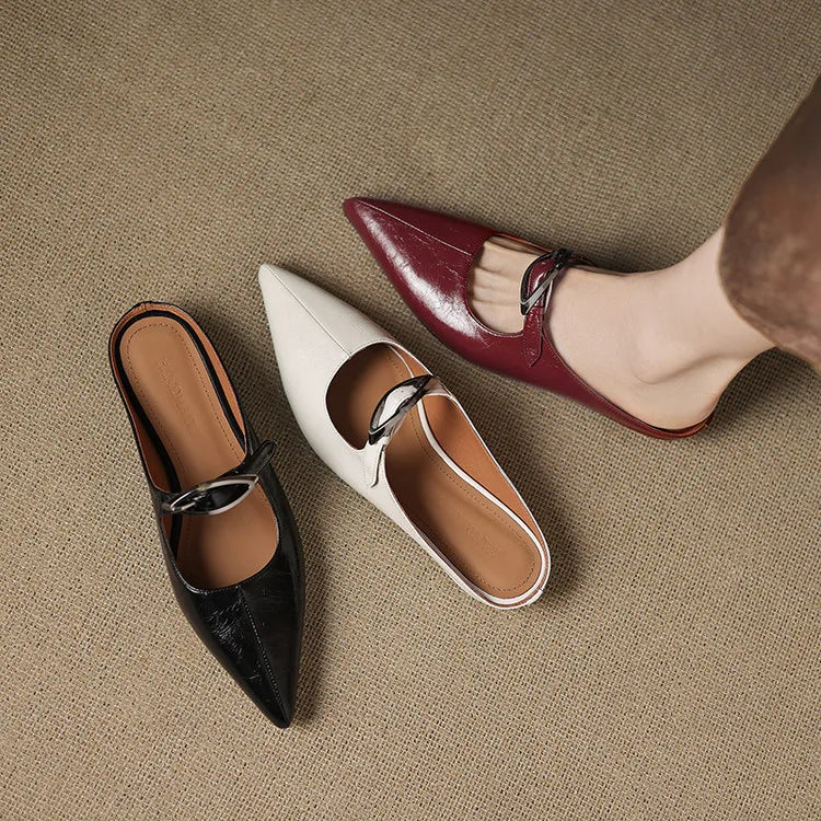Alour | Pointed-Toe Cutout Flat Mules