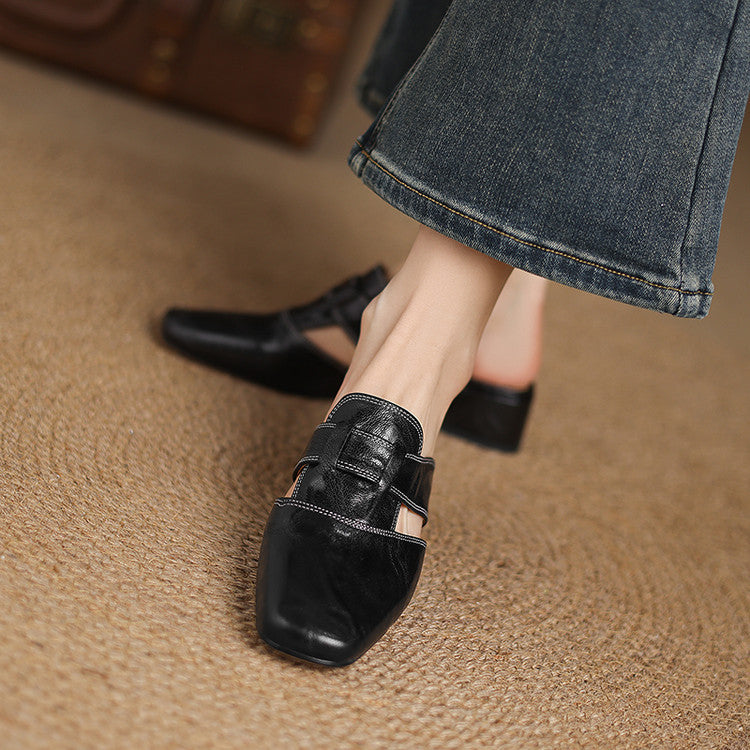 Ivora | Square-Toe Layered Strap Mules