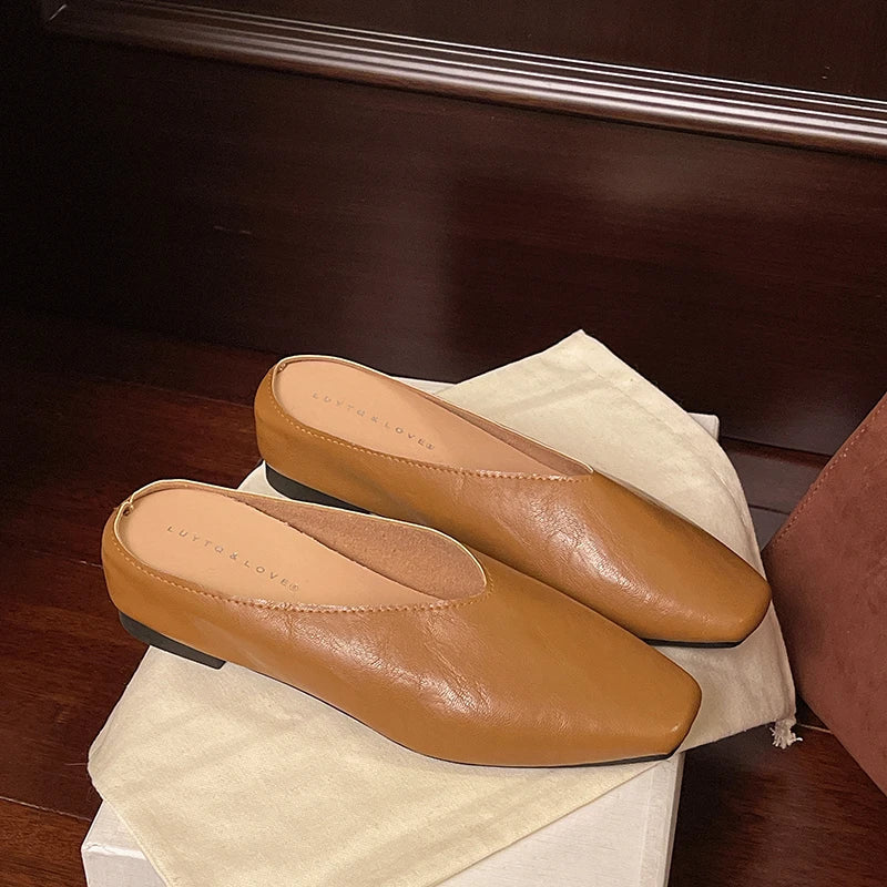 Lyra | Metallic Square-Toe Slip-On Mules