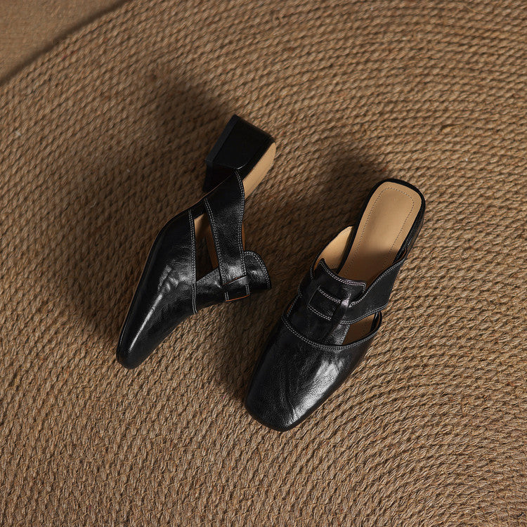 Ivora | Square-Toe Layered Strap Mules