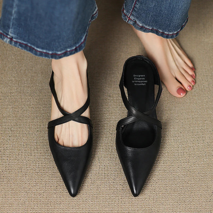 Aluna | Pointed-Toe Crisscross Strap Mules