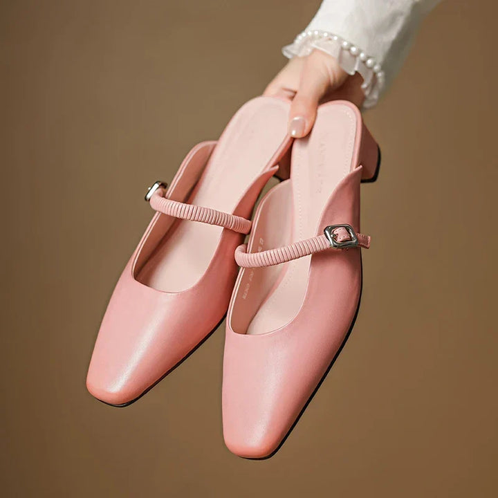 Kera | Square-Toe Mary Jane Heel Mules