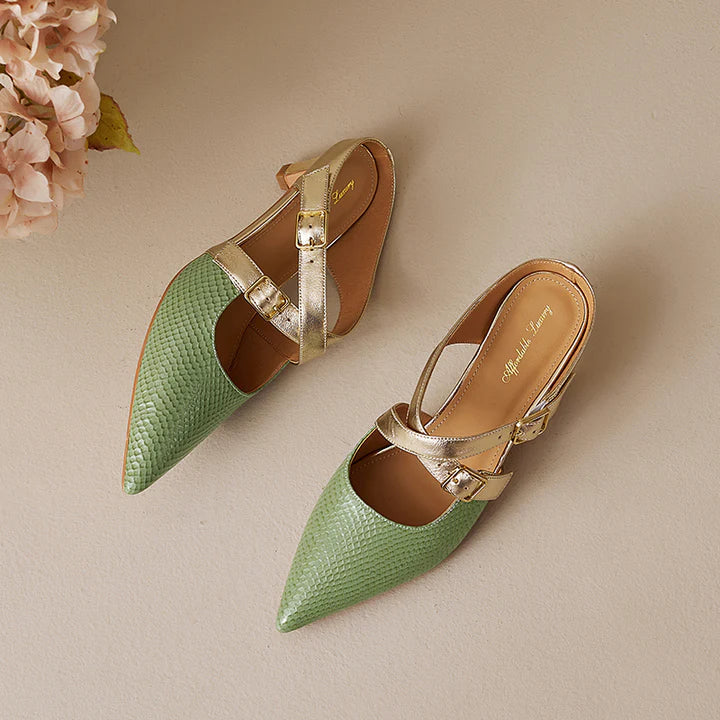 Zelle | Pointed-Toe Double Strap Heel Mules