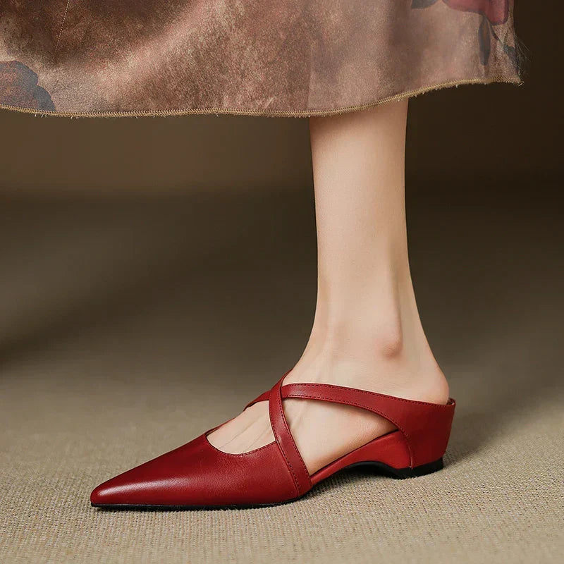 Aluna | Pointed-Toe Crisscross Strap Mules