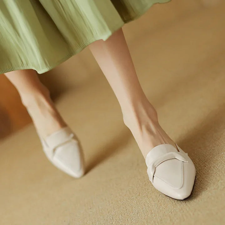 Alaya | Pointed-Toe Bow Accent Heel Mules